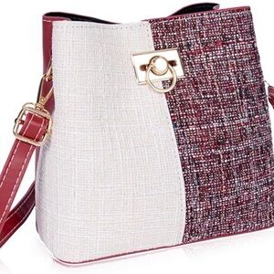 Trendy Bucket Crossbody Bag for Women  Burgundy